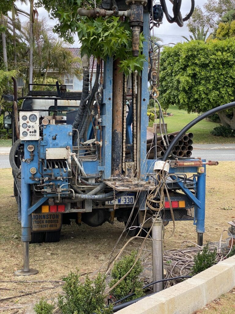 Recovering stuck water bore pump with drilling rig Dianella Heights